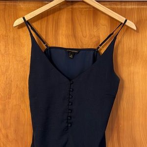 Navy camisole top with antique button detail and adjustable straps
